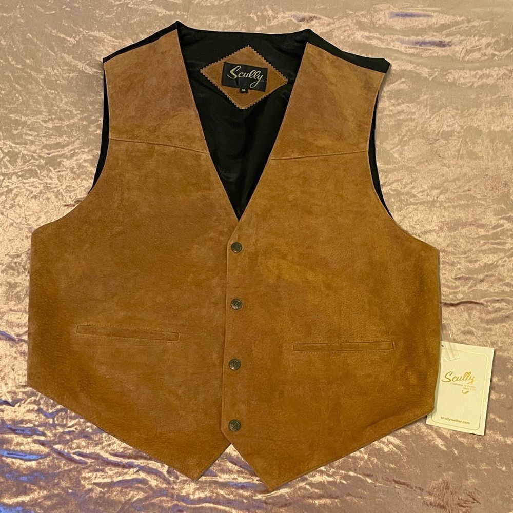Men’s Brown suede western vest with snap buttons